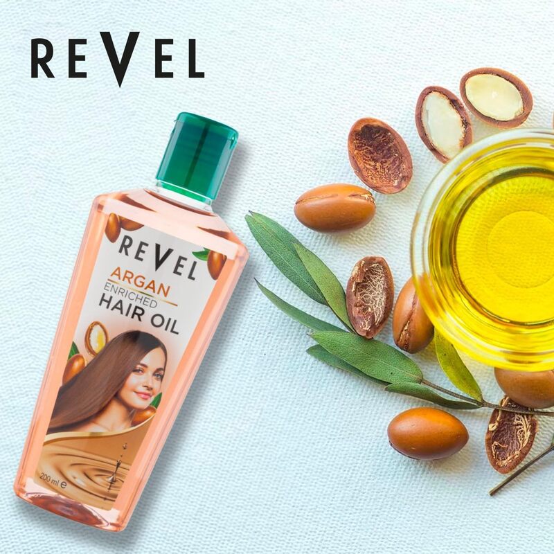 Revel Naturals Argan Enriched Hair Oil 200 Ml, Provides Volume & Thickness, Hairs Care, Bath & Body, Treatments